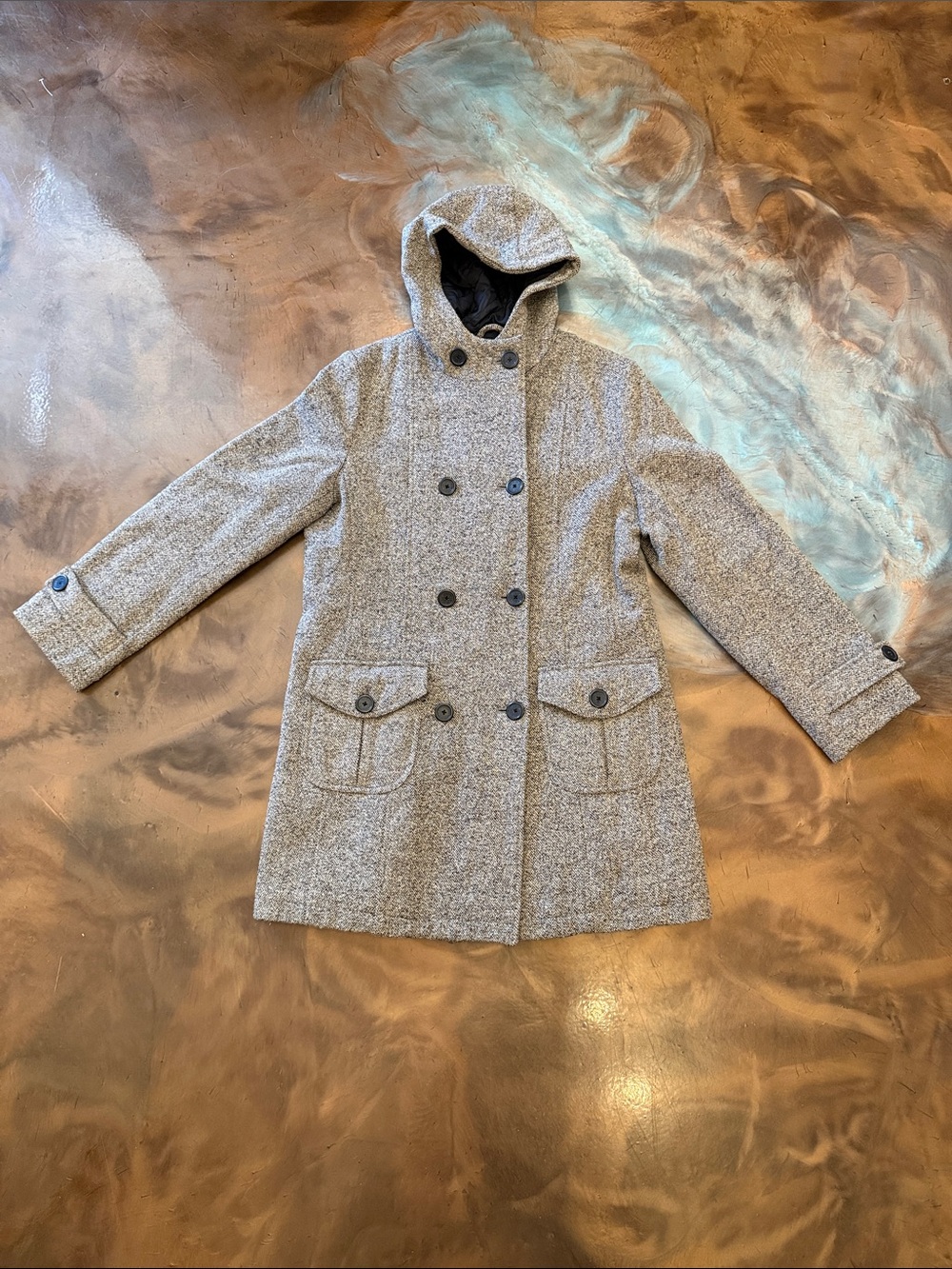 American Eagle Outfitters Women's Hooded Double-Breasted Wool-Blend Coat - Gray